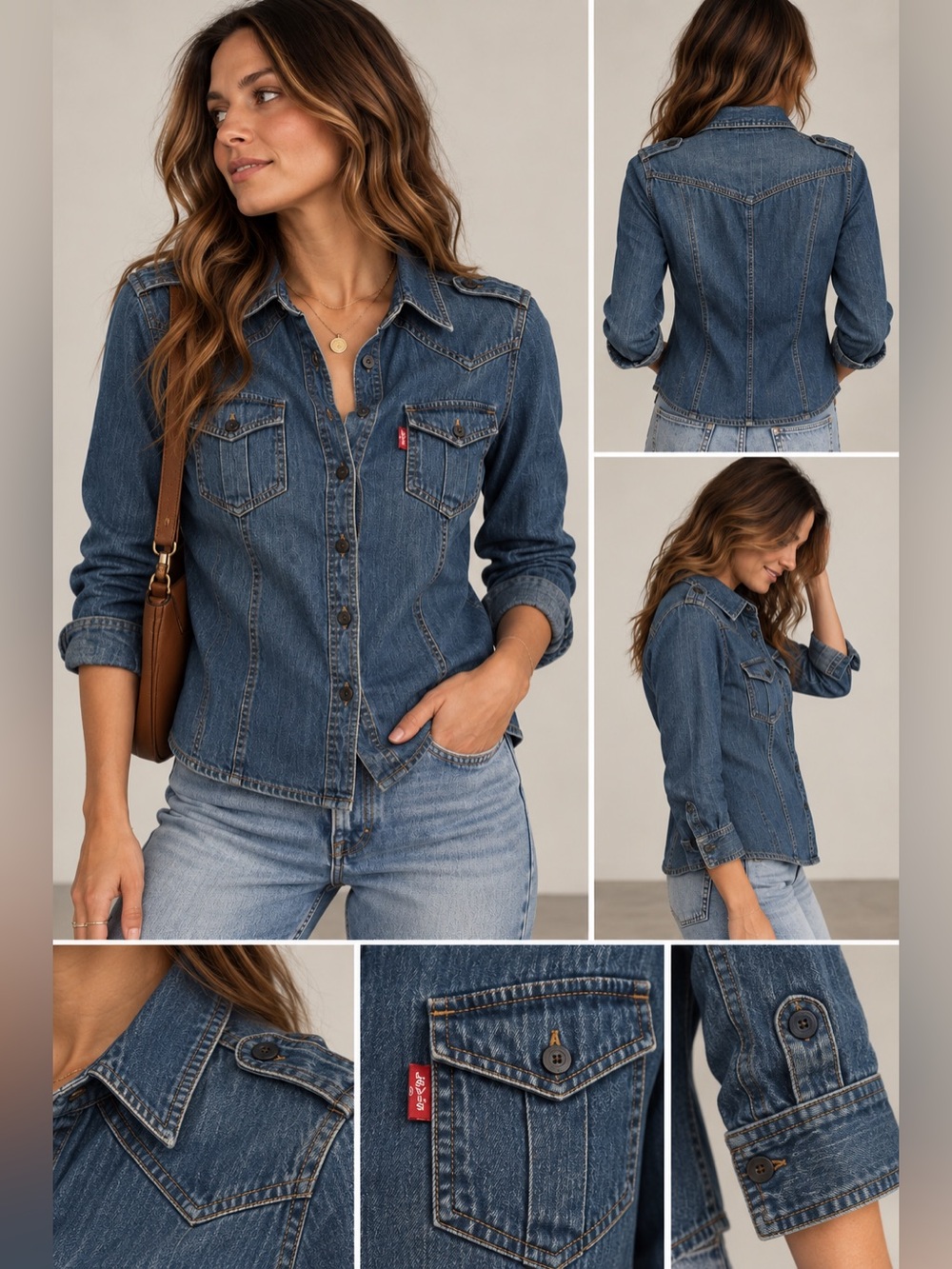 Levi’s Western Denim Button Front Shirt Jacket Size S